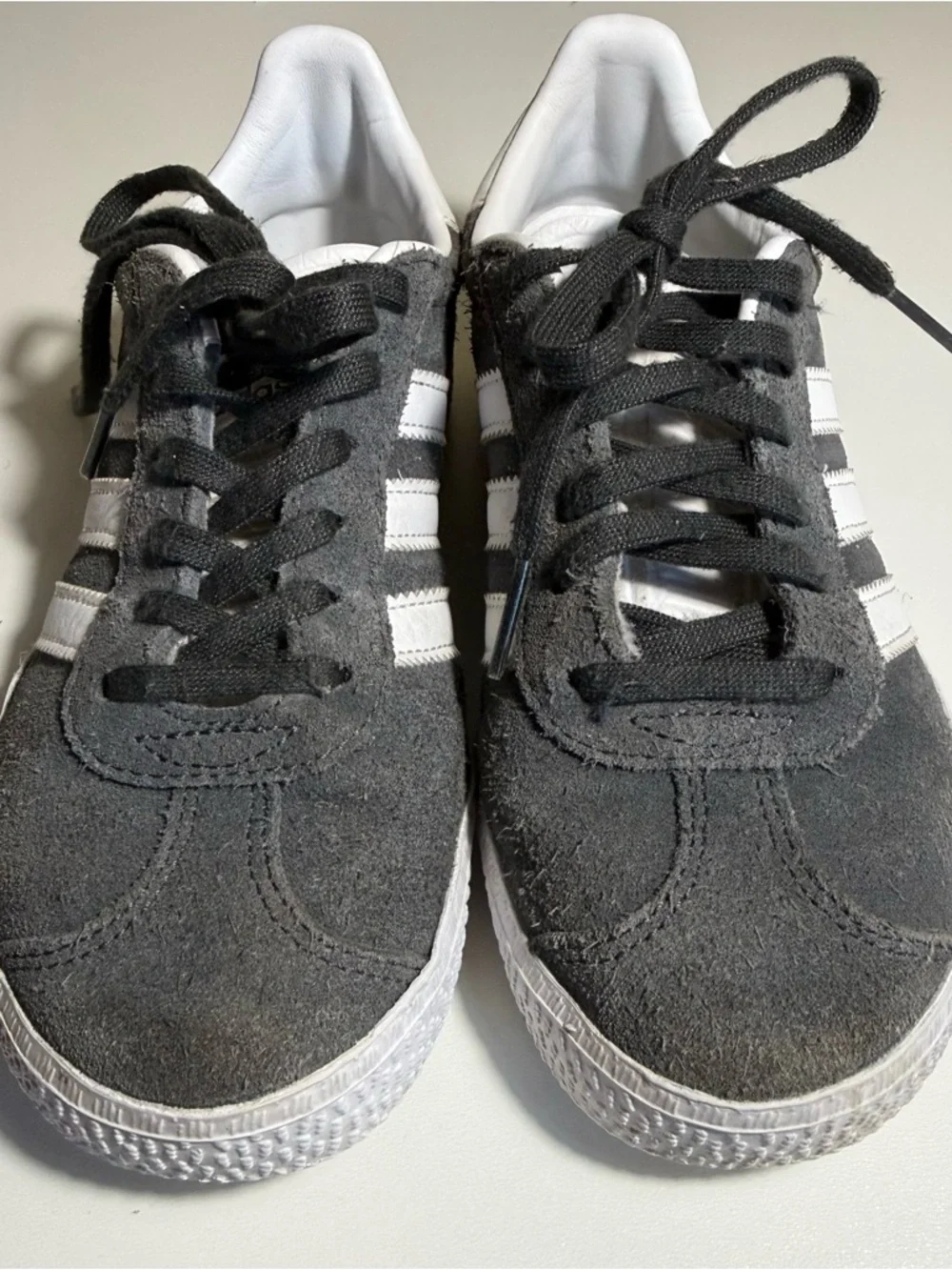 adidas Gazelle Gray Suede Sneakers with White Stripes Kids